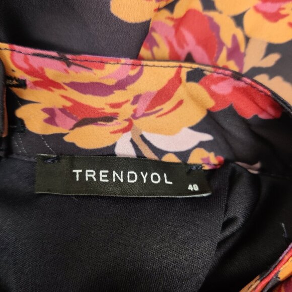 Trendyol Women's Floral Midi Dress Size EU 40 Vintage Inspired Ruffled Boho - Picture 8 of 13